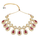 Etnico Gold Plated Traditional Kundan & Stone Studded Choker Necklace Jewellery Set with Earrings & Maang Tikka for Women And Girls (IJ371Q)
