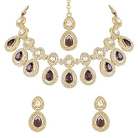 Etnico Gold Plated Traditional Kundan & Stone Studded Choker Necklace Jewellery With Earrings Set for Women/Girls (IJ371Wi)
