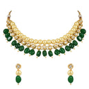 Etnico Gold Plated Traditional Kundan Studed Pearls Choker Necklace Jewellery Set with Earrings for Women and Girls (IJ372G)