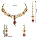 Etnico Gold Plated Traditional Floral Design Kundan Stones Studed Necklace Jewellery Set with Earrings & Maang Tikka for Women And Girls (IJ375Q)