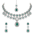 Etnico Silver Plated Traditional Kundan Stone Choker Necklace With Earring & Maang Tikka Set For Women (IJ378ZG)