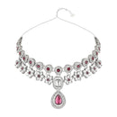 Etnico Silver Plated Traditional Kundan Stone Choker Necklace With Earring & Maang Tikka Set For Women (IJ378ZPu)