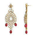Etnico Gold Plated Traditional Multi Layered Kundan Pearl Bridal Necklace Jewellery with Earrings & Maang Tikka Set For Women/Girls (IJ384) (Maroon)