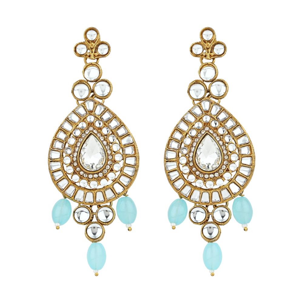 Etnico Gold Plated Traditional Multi Layered Pearl Kundan Bridal