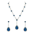 Etnico Silver Plated Stylish Design Crystal Diamond Necklace & Drop Earrings Jewellery Set for Women (IJ393ZMO)