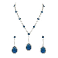 Etnico Silver Plated Stylish Design Crystal Diamond Necklace & Drop Earrings Jewellery Set for Women (IJ393ZMO)