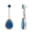 Etnico Silver Plated Stylish Design Crystal Diamond Necklace & Drop Earrings Jewellery Set for Women (IJ393ZMO)