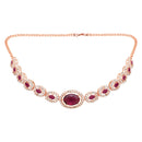 Etnico Rose Gold Plated Stylish Design Crystal Diamond Necklace & Earrings Jewellery Set for Women (IJ395RGWi)