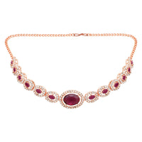 Etnico Rose Gold Plated Stylish Design Crystal Diamond Necklace & Earrings Jewellery Set for Women (IJ395RGWi)