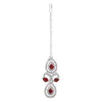 Etnico Silver Plated Stylish Design Crystal Diamond Necklace & Earrings Jewellery Set for Women (IJ396ZM)