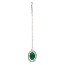 Etnico Silver Plated Stylish Design Crystal Diamond Necklace With Earrings & Maang Tikka Jewellery Set for Women (IJ400ZG)