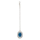 Etnico Silver Plated Stylish Design Crystal Diamond Necklace With Earrings & Maang Tikka Jewellery Set for Women (Silver Montana)
