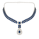 Etnico Silver Plated Elegant Leaf Motif Necklace Set with Earrings & Maang Tika for Women (IJ402ZMo)