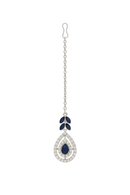 Etnico Silver Plated Elegant Leaf Motif Necklace Set with Earrings & Maang Tika for Women (IJ402ZMo)
