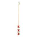 Etnico Gold Plated Stylish Design Crystal Diamond Multi Layer Necklace With Earrings & Maang Tikka Jewellery Set for Women (IJ403Q)