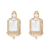 Etnico Gold Plated Classic Square Motif Necklace Set with Earrings for Women (IJ404W)