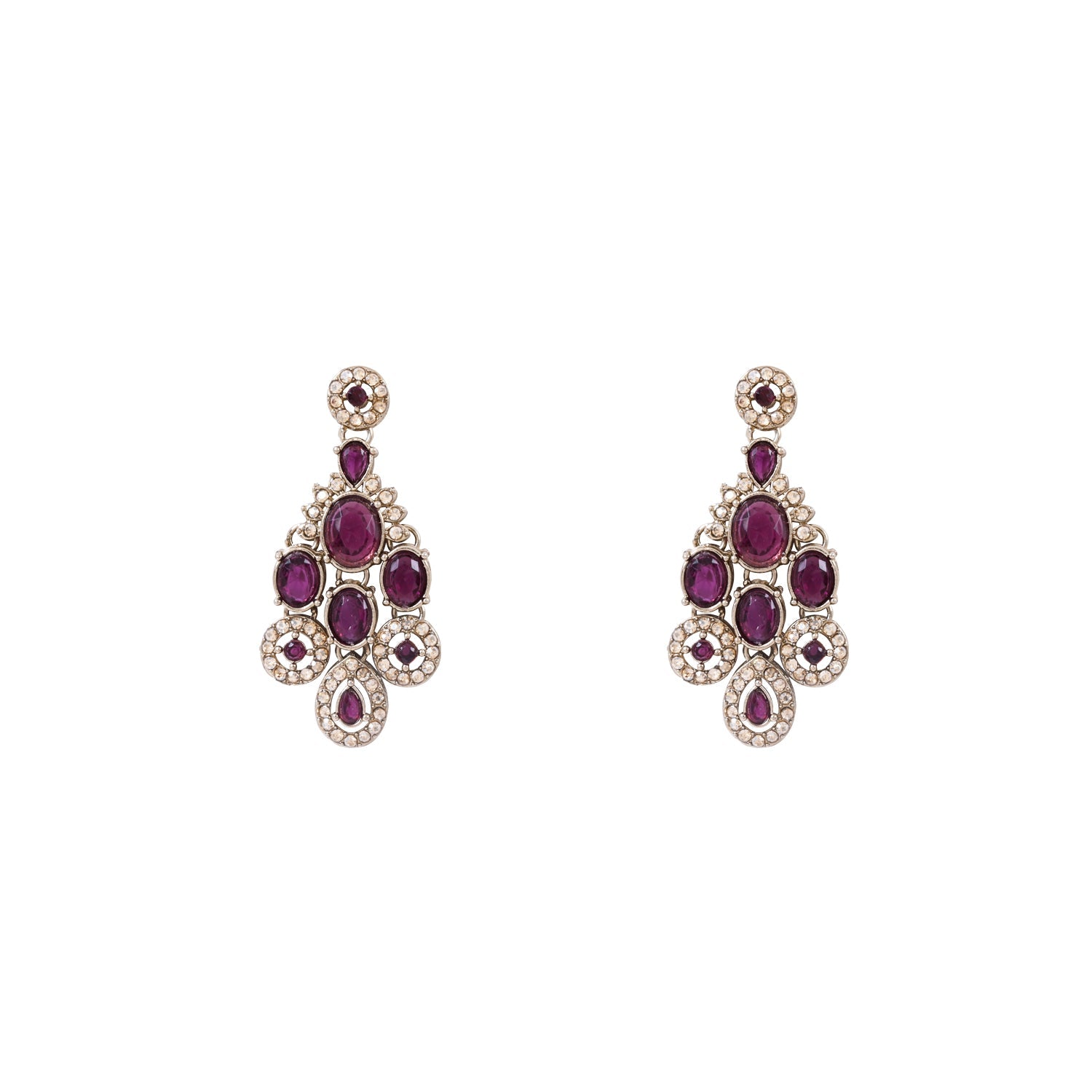 Etnico Traditional Teardrop Design & Stone Necklace Jewellery With Earrings & Maang Tikka Set for Women (IJ414) (Wine)