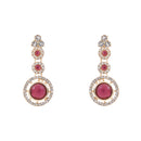 Etnico Gold Plated Stylish Design Crystal Diamond Necklace With Earrings & Maang Tikka Jewellery Set for Women (IJ415Wi)