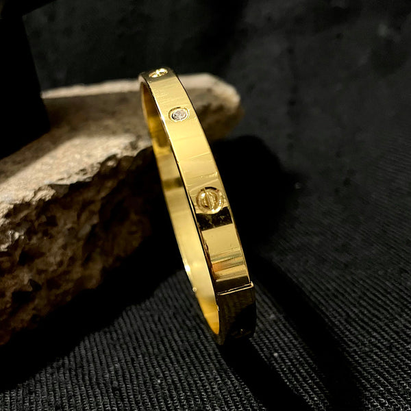 Subhag Alankar Chuny Gold Stainless Steel Plated Cartier Inspired Bracelet For Men's