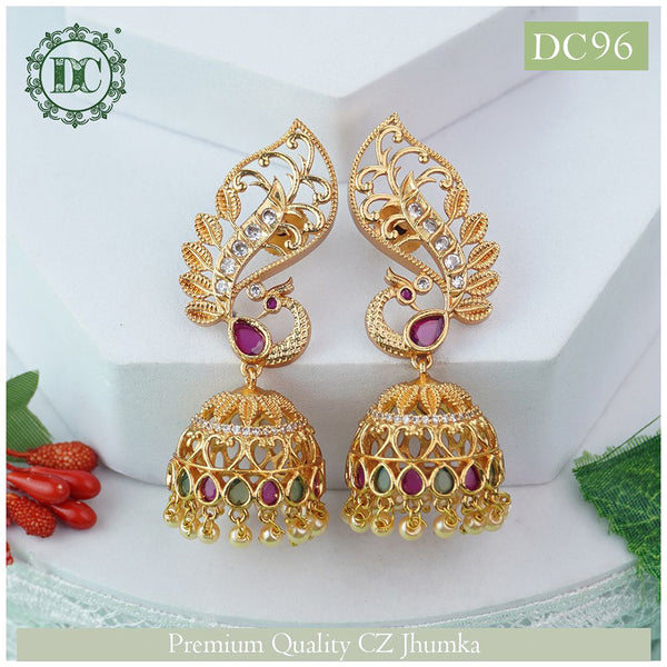 Diksha Collection Gold Plated Pota Stone Jhumki Earrings