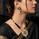 Knigght angel  Gold Plated Kundan Stone And Beads Long Necklace Set