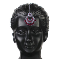 Etnico Silver Plated Traditional Pearl Kundan Studded Choker Jewellery Necklace Set with Maang Tikka for Women (K7217ZM)