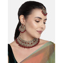 Etnico Gold Plated Traditional Pearl Kundan Studded Choker Jewellery Necklace Set with Maang Tikka for Women (K7218M)