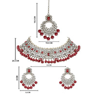 Etnico Gold Plated Traditional Pearl Kundan Studded Choker Jewellery Necklace Set with Maang Tikka for Women (K7218M)