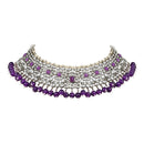 Etnico Gold Plated Traditional Pearl Kundan Studded Choker Jewellery Necklace Set with Maang Tikka for Women (K7218Pu)