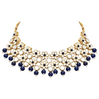 Etnico Gold Plated Traditional Kundan Choker Necklace & Earring Ethnic Jewellery Set Gift for Women & Girls(K7229Bl)