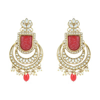 Etnico Gold Plated Traditional Pearl Kundan & Stone Studded Jewellery Necklace Set with Maang Tikka for Women (K7234R)