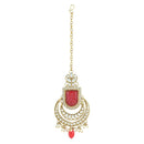 Etnico Gold Plated Traditional Pearl Kundan & Stone Studded Jewellery Necklace Set with Maang Tikka for Women (K7234R)