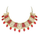 Etnico Gold Plated Traditional Pearl Kundan & Stone Studded Jewellery Necklace Set with Maang Tikka for Women (K7237R)