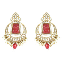 Etnico Gold Plated Traditional Pearl Kundan & Stone Studded Jewellery Necklace Set with Maang Tikka for Women (K7237R)