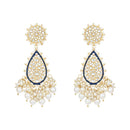 Etnico Gold Plated Traditional Pearl Kundan Meenakari Floral Necklace With Earring Maang Tikka & Finger Ring Set For Women And Girls (K7241Bl)