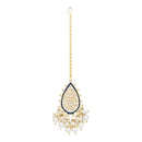 Etnico Gold Plated Traditional Pearl Kundan Meenakari Floral Necklace With Earring Maang Tikka & Finger Ring Set For Women And Girls (K7241Bl)