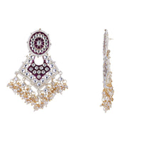 Etnico Meenakari Kundan & Pearl Necklace & Earrings With Maang Tikka Set (K7244Wi)