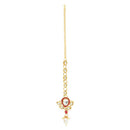 Etnico Gold Plated Traditional Pearl Kundan Studded Floral Necklace With Earring Maang Tikka Set For Women And Girls (K7249Q)