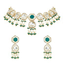Etnico Gold Plated Traditional Pearl Kundan & Dazzling Stone Studded Jewellery Necklace Set for Women (K7250WG)
