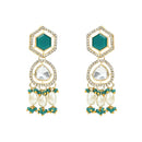 Etnico Gold Plated Traditional Pearl Kundan & Dazzling Stone Studded Jewellery Necklace Set for Women (K7250WG)