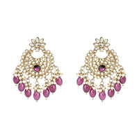 Etnico Gold Plated Traditional Kundan Pearl Hanging Choker Necklace Jewellery Set With Earrings & Maang Tikka For Women And Girls (K7255Wi)