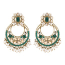 Etnico Gold Plated Traditional Floral Kundan & Pearl Choker Necklace Jewellery Earrings & Maang tikka Set For Women (Green)