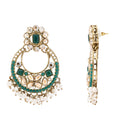 Etnico Gold Plated Traditional Floral Kundan & Pearl Choker Necklace Jewellery Earrings & Maang tikka Set For Women (Green)