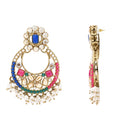 Etnico Gold Plated Traditional Floral Kundan & Pearl Choker Necklace Jewellery Earrings & Maang tikka Set For Women (K7304Mul)
