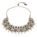 Etnico Gold Plated Traditional Kundan & Pearl Choker Necklace Jewellery Earrings & Maang tikka Set For Women (K7305G)