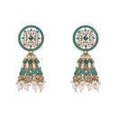 Etnico Gold Plated Traditional Kundan & Pearl Choker Necklace Jewellery Earrings & Maang tikka Set For Women (K7305G)