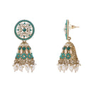 Etnico Gold Plated Traditional Kundan & Pearl Choker Necklace Jewellery Earrings & Maang tikka Set For Women (K7305G)