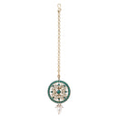 Etnico Gold Plated Traditional Kundan & Pearl Choker Necklace Jewellery Earrings & Maang tikka Set For Women (K7305G)