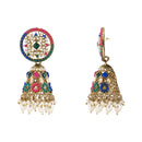 Etnico Gold Plated Traditional Kundan & Pearl Choker Necklace Jewellery Earrings & Maang tikka Set For Women (Muli-color)
