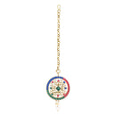 Etnico Gold Plated Traditional Kundan & Pearl Choker Necklace Jewellery Earrings & Maang tikka Set For Women (Muli-color)
